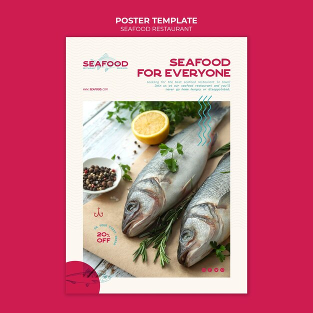 Bezpłatny plik PSD szablon plakatu restauracji z owocami morza