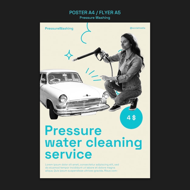Bezpłatny plik PSD szablon plakatu serwisu mycia pod ciśnieniem