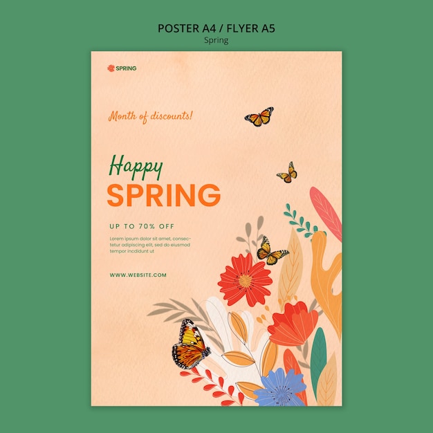 Bezpłatny plik PSD szablon plakatu sezonu wiosennego