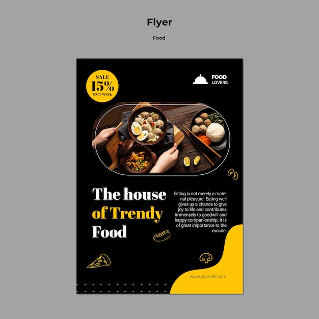 Bezpłatny plik PSD szablon plakatu smaczne jedzenie ze zniżką