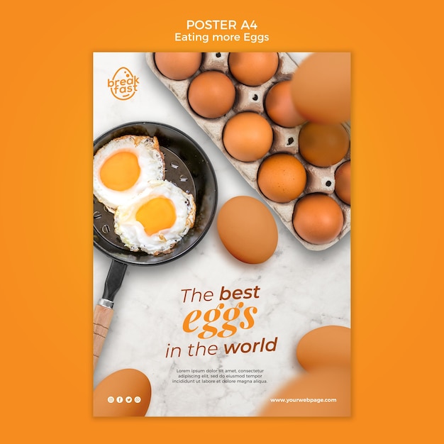 Bezpłatny plik PSD szablon plakatu śniadanie z jajkami