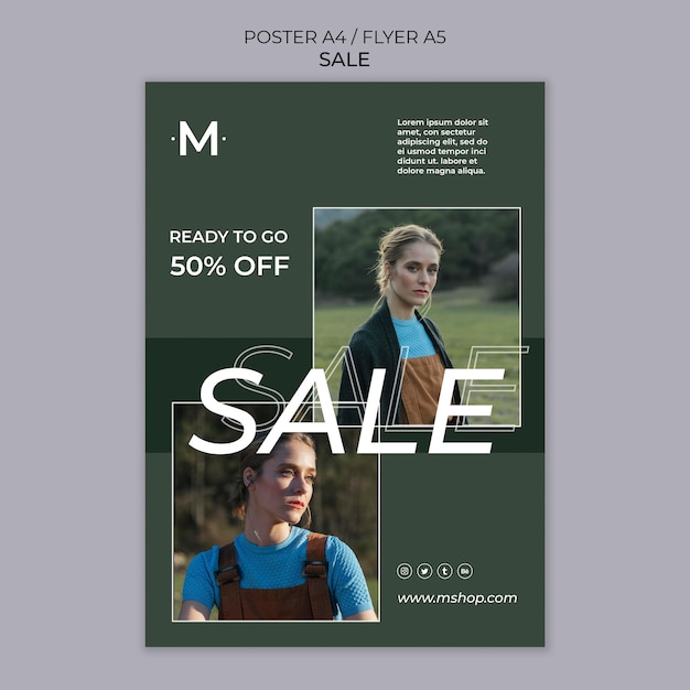 Bezpłatny plik PSD szablon plakatu sprzedaży mody