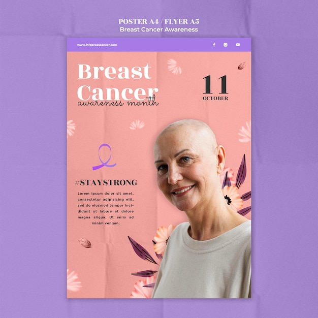 Bezpłatny plik PSD szablon plakatu świadomości raka piersi