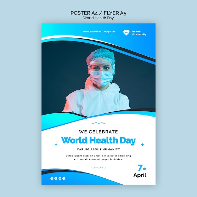 Bezpłatny plik PSD szablon plakatu światowego dnia zdrowia