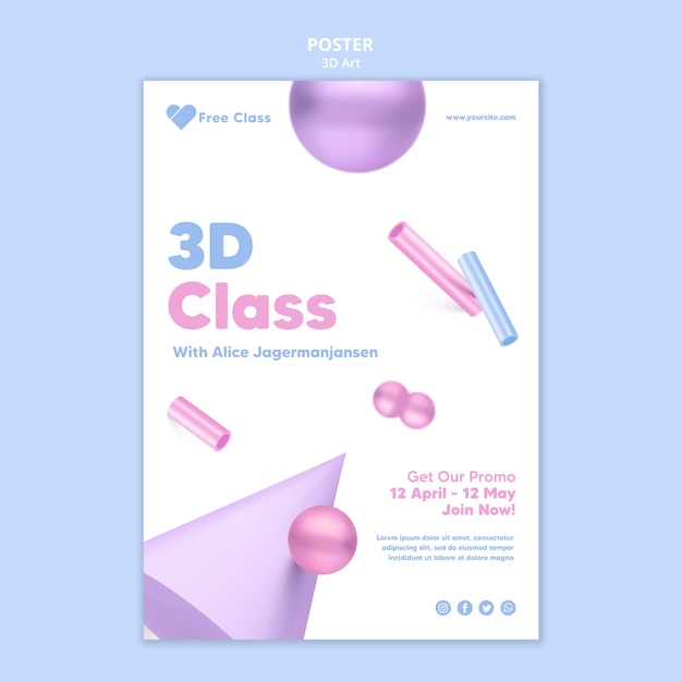 Szablon plakatu sztuki 3d