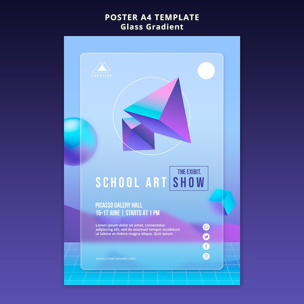 Bezpłatny plik PSD szablon plakatu sztuki szkoły