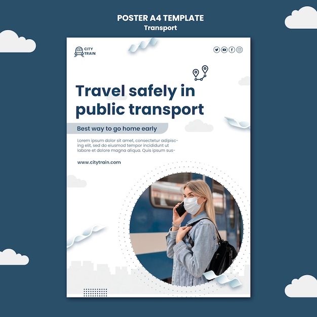 Bezpłatny plik PSD szablon plakatu transportu publicznego
