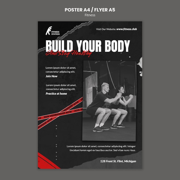 Szablon plakatu treningu fitness a4