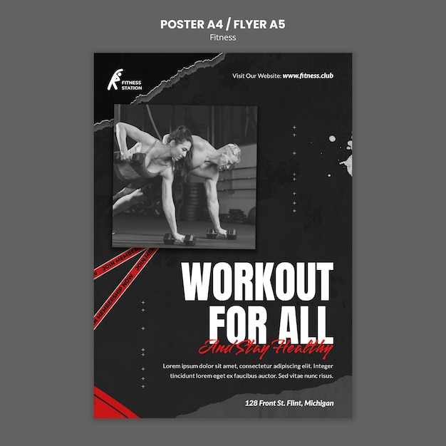 Szablon plakatu treningu fitness a4
