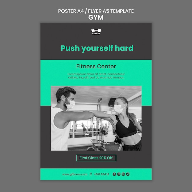 Bezpłatny plik PSD szablon plakatu treningu fitness
