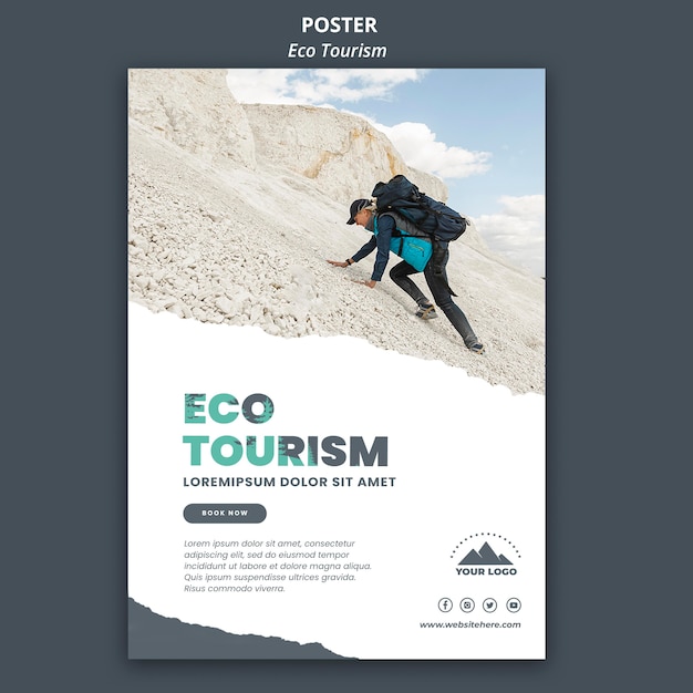 Bezpłatny plik PSD szablon plakatu turystyki ekologicznej