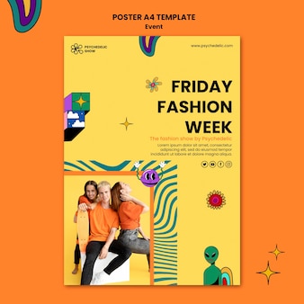 Szablon plakatu tygodnia mody w piątek