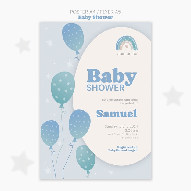 Szablon plakatu uroczystości baby shower