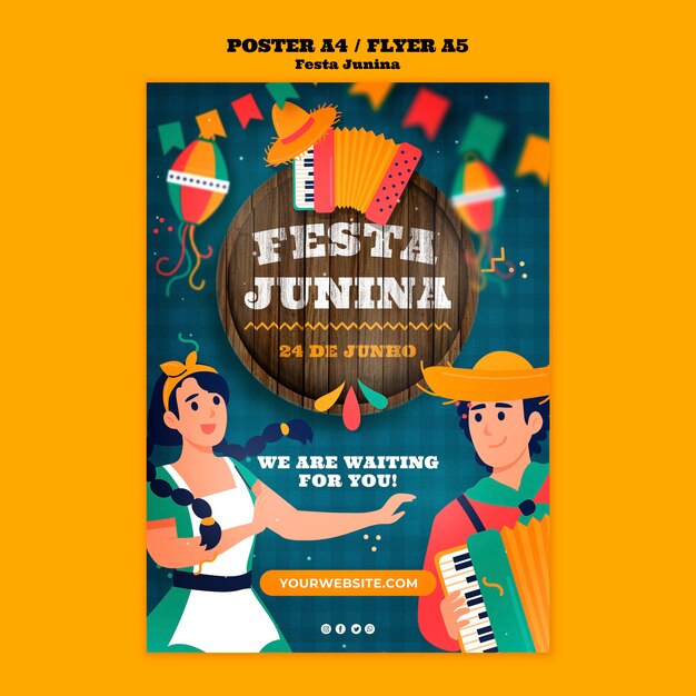 Szablon plakatu uroczystości festas juninas