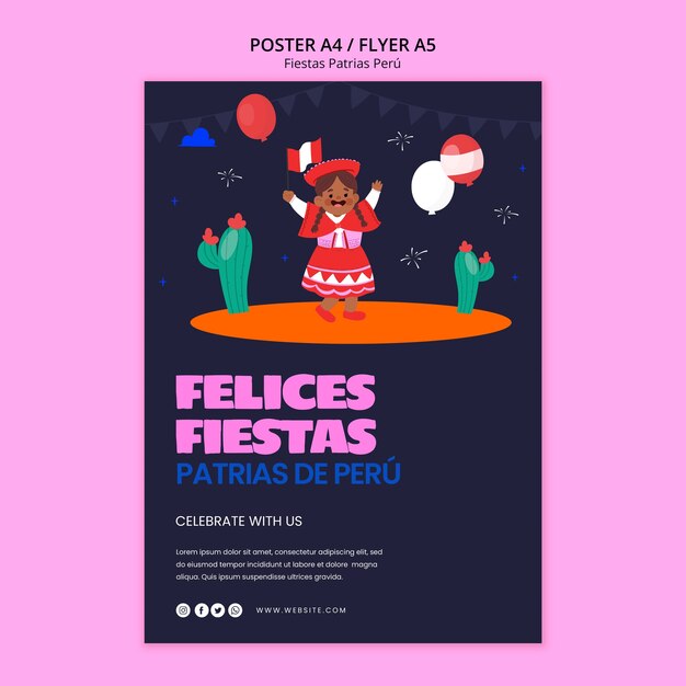 Szablon plakatu uroczystości fiestas patrias peru