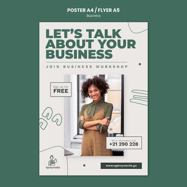 Bezpłatny plik PSD szablon plakatu warsztatów biznesowych
