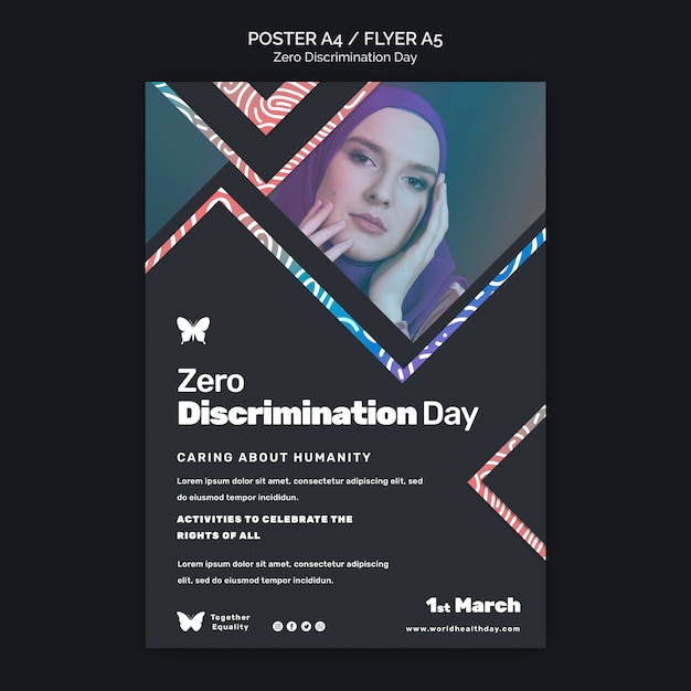 Bezpłatny plik PSD szablon plakatu wydarzenia dnia zerowej dyskryminacji