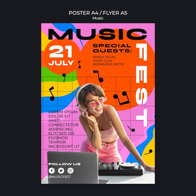 Bezpłatny plik PSD szablon plakatu wydarzenia muzycznego