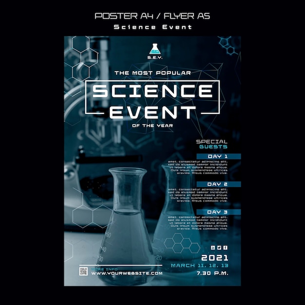 Bezpłatny plik PSD szablon plakatu wydarzenia naukowego
