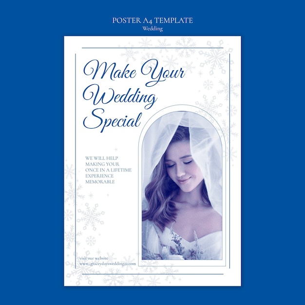 Bezpłatny plik PSD szablon plakatu z okazji ślubu zimowego
