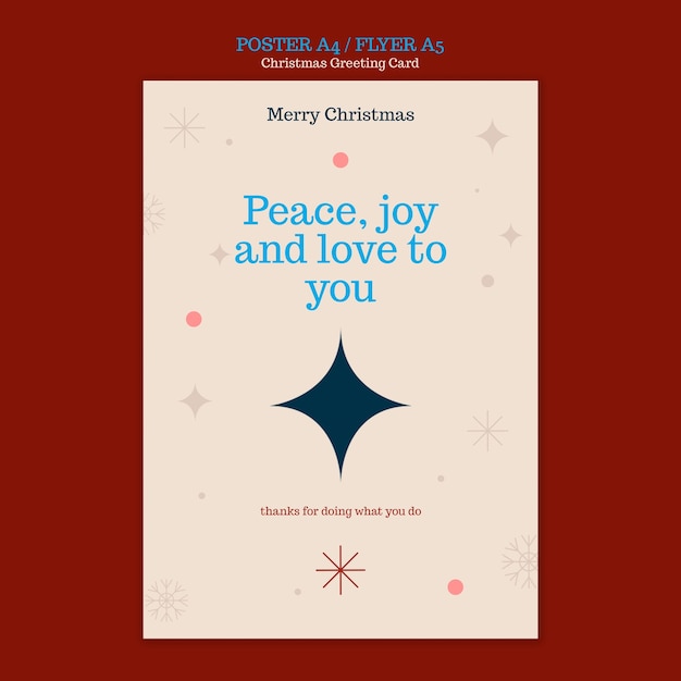 Bezpłatny plik PSD szablon plakatu z życzeniami świątecznymi