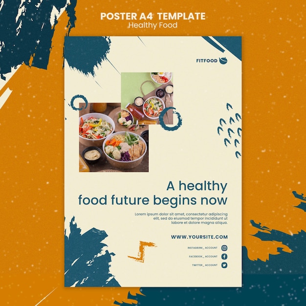 Bezpłatny plik PSD szablon plakatu zdrowej żywności