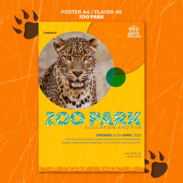 Bezpłatny plik PSD szablon plakatu zoo park