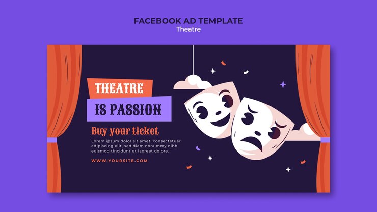 Bezpłatny plik PSD szablon pokazu teatralnego na facebooku