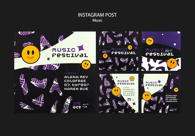 Szablon post Instagram festiwalu muzyki