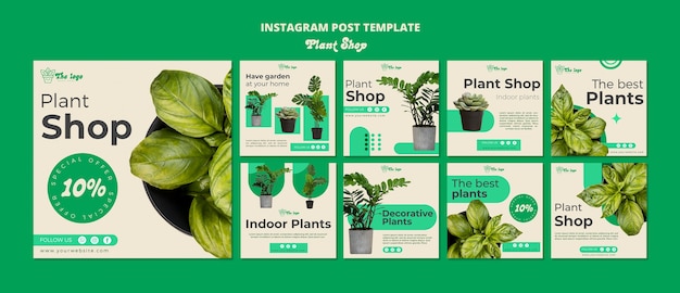 Bezpłatny plik PSD szablon postów na instagramie do pielęgnacji roślin