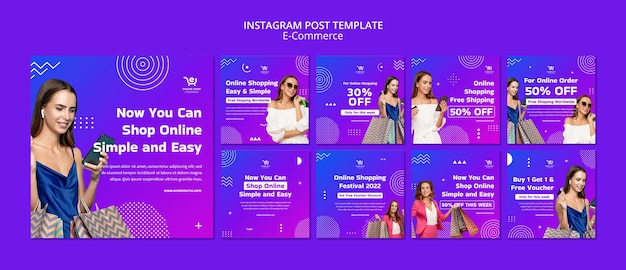 Szablon postów na instagramie koncepcji e-commerce