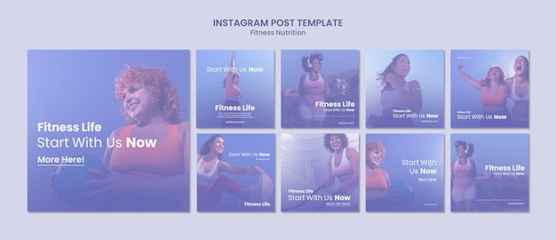 Bezpłatny plik PSD szablon postów na instagramie odżywiania fitness