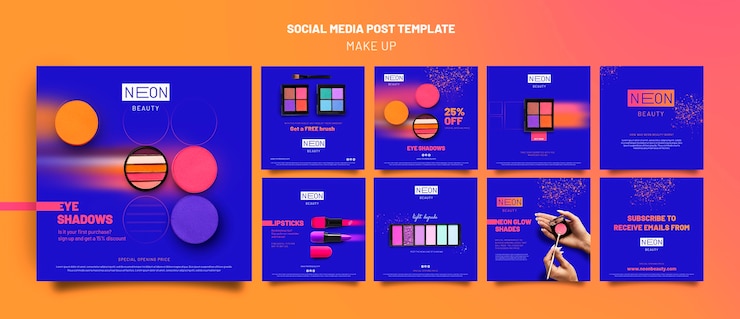 Bezpłatny plik PSD szablon postów na instagramie typu neon