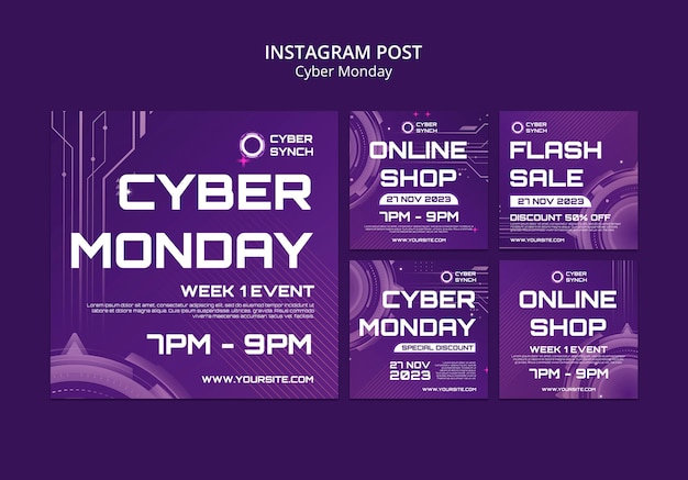 Bezpłatny plik PSD szablon postów na instagramie w cyber monday