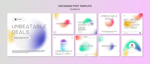 Szablon postów na instagramie w stylu gradientu