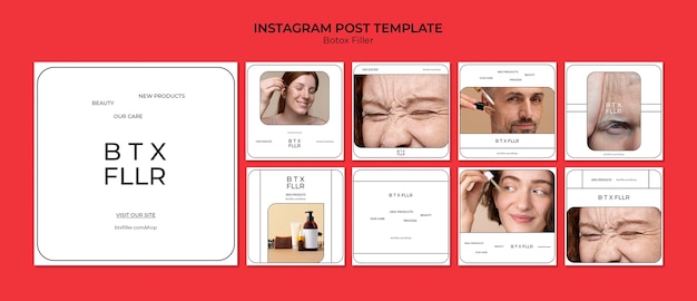 Bezpłatny plik PSD szablon postów na instagramie wypełniacza botoksu