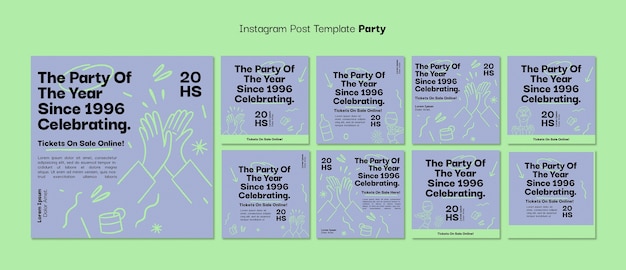 Bezpłatny plik PSD szablon postów na instagramie z okazji imprezy