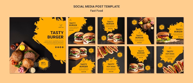 Bezpłatny plik PSD szablon postu mediów społecznościowych fast food