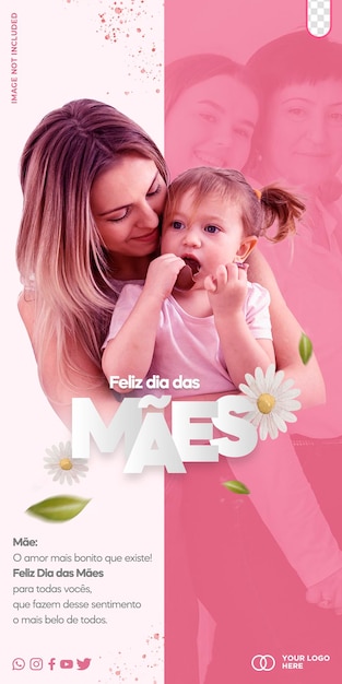 Bezpłatny plik PSD szablon postu w mediach społecznościowych na dzień matki dia das maes w brazylii