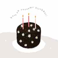 Bezpłatny plik PSD szablon powitania urodzinowego online psd z uroczą ilustracją ciasta
