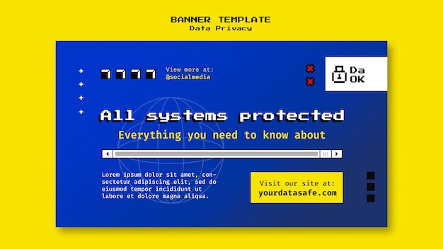 Bezpłatny plik PSD szablon poziomego banera dla usługi bezpieczeństwa cybernetycznego