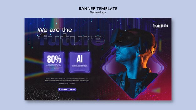 Szablon Poziomego Banera W Technologii Wirtualnej Rzeczywistości