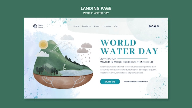 Bezpłatny plik PSD szablon projektu akwarela światowego dnia wody