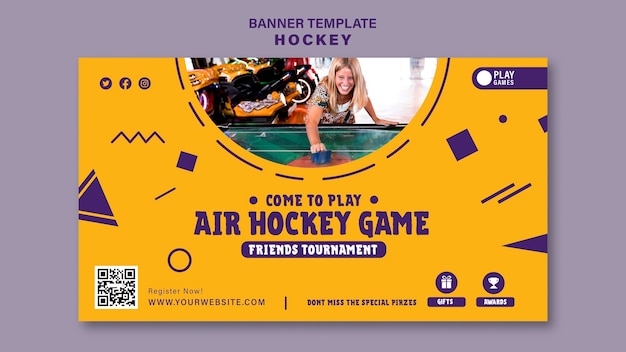 Bezpłatny plik PSD szablon projektu banera hokejowego