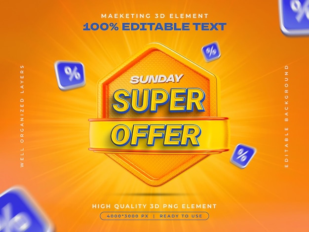 Bezpłatny plik PSD szablon projektu banera promocyjnego super sunday offer sale badge