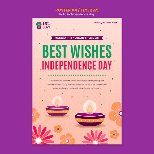Bezpłatny plik PSD szablon projektu dzień niepodległości indii