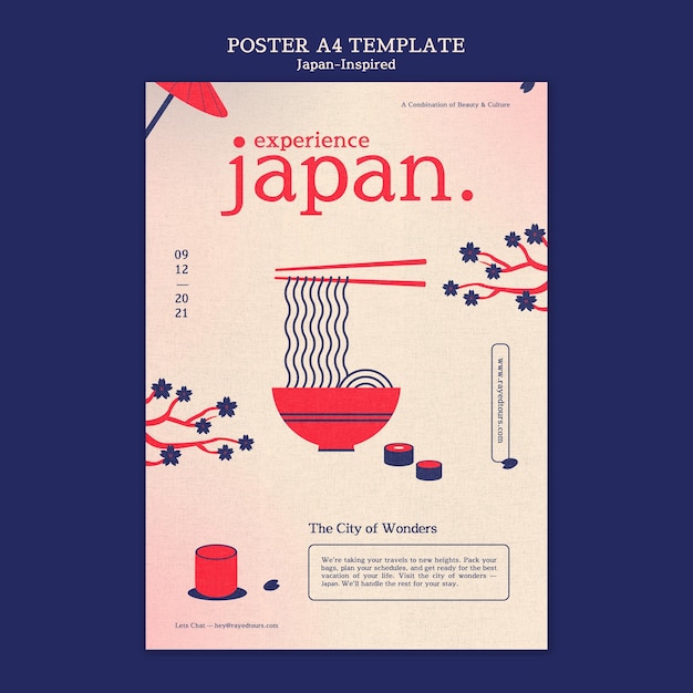 Bezpłatny plik PSD szablon projektu plakatu inspirowanego japonią