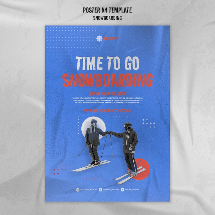 Bezpłatny plik PSD szablon projektu plakatu snowboardowego