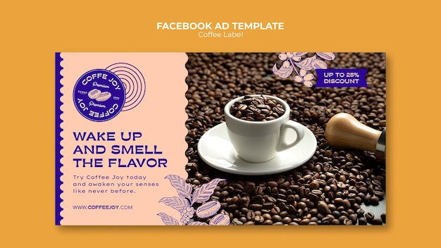Bezpłatny plik PSD szablon promocji w mediach społecznościowych dla etykiety kawy