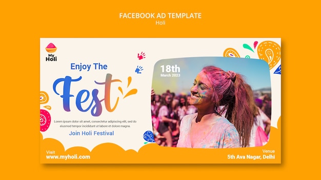 Szablon Promocji W Mediach Społecznościowych Na Obchody Festiwalu Holi